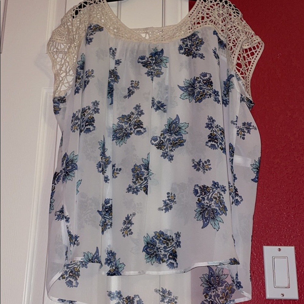 Lane Bryant white floral blouse